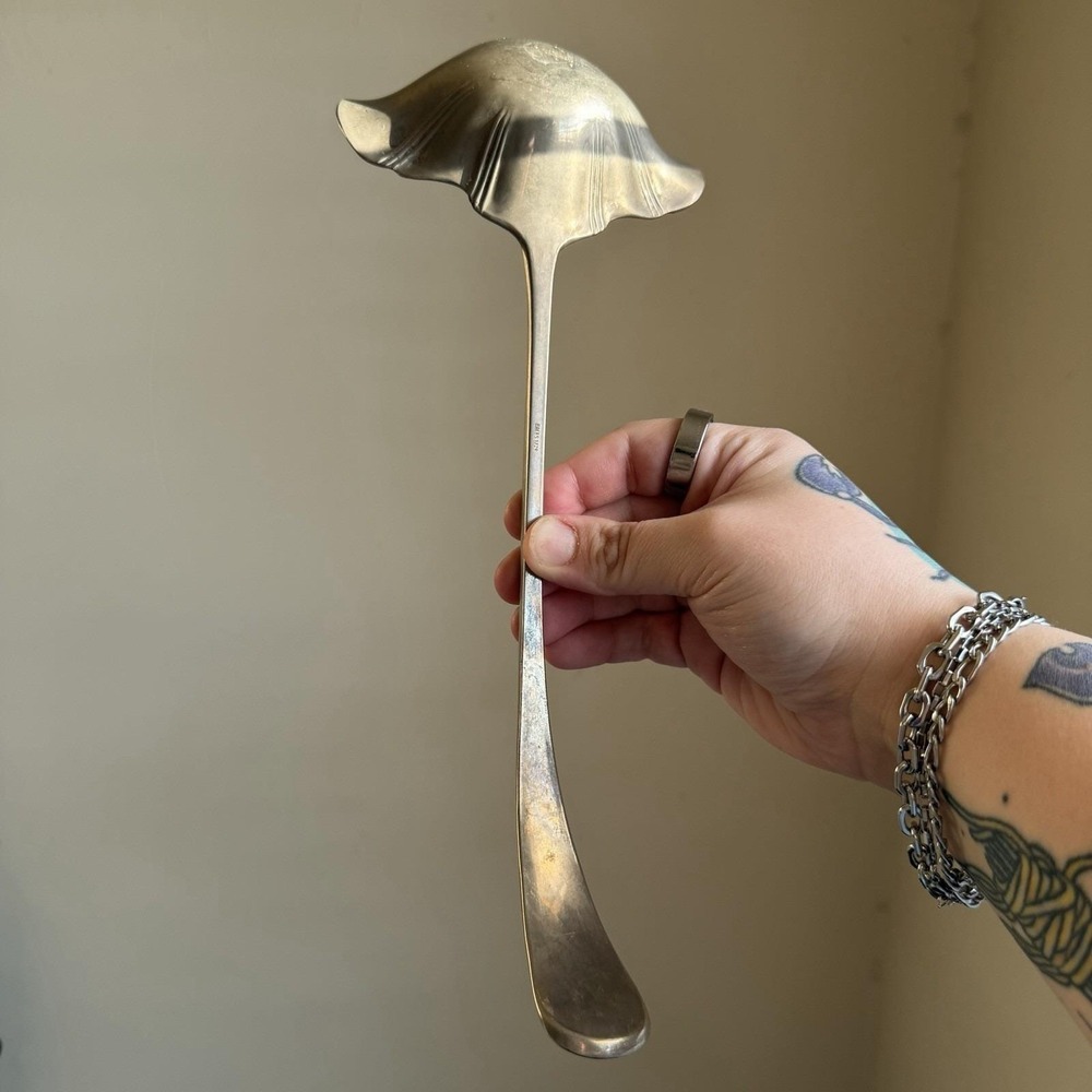 Vintage Eales 1779 Sheffield Silverplate‎ Gravy Ladle Floral Bowl Serving Spoon